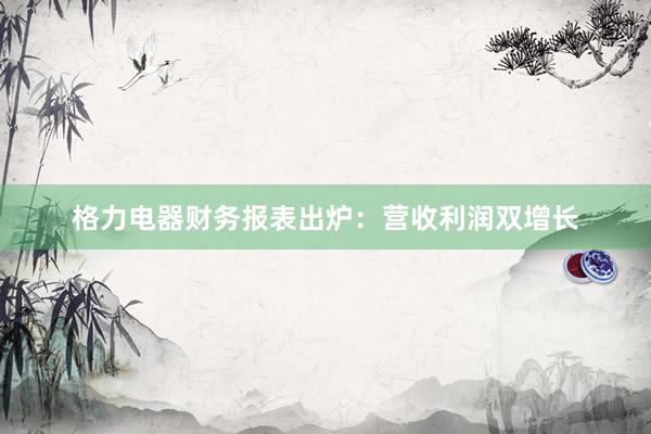 格力电器财务报表出炉：营收利润双增长