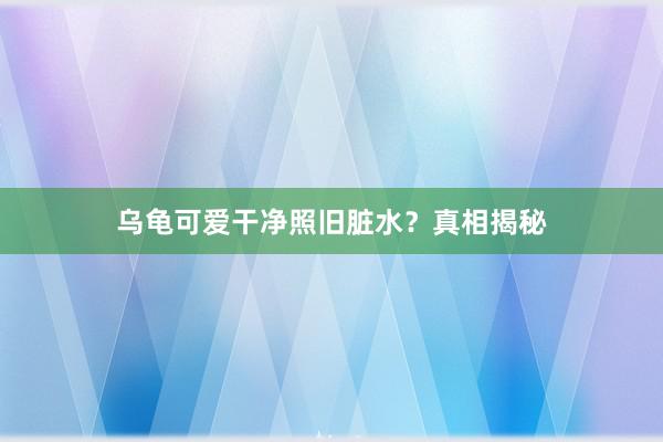 乌龟可爱干净照旧脏水？真相揭秘